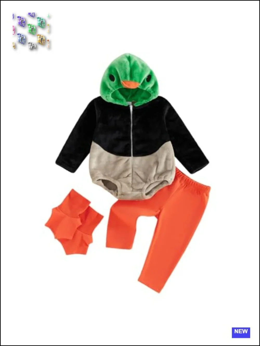 Infant Duck Halloween Costume Hooded Romper Set with Pants Socks